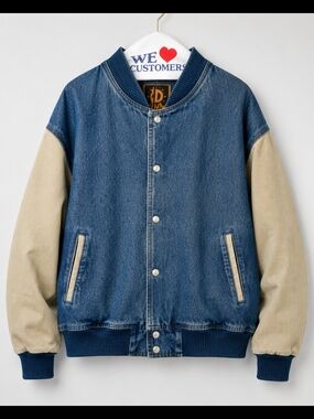Denim International Varsity Bomber Jacket - Blue. 100%cotton. SIZE XL